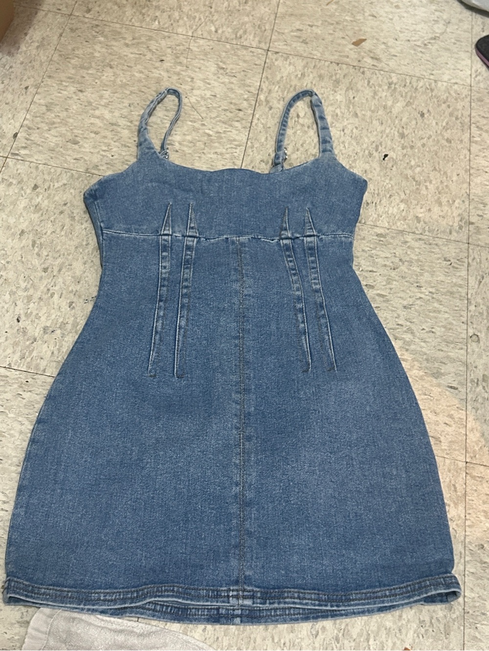 BDG Blue Denim Mini Dress with Adjustable Straps